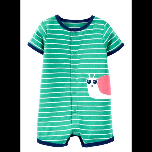 NWT TWINS 6M o 18M snail romper carters shortalls - Picture 2 of 6